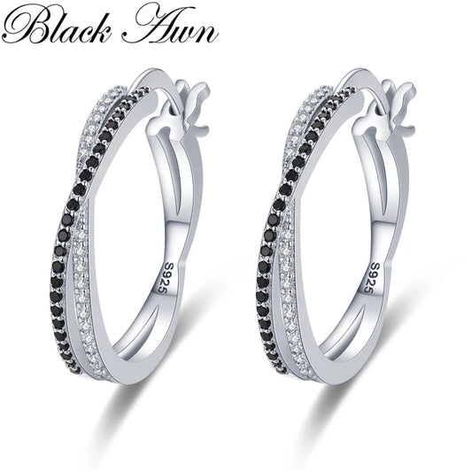 Silver&Black Hoop Earrings