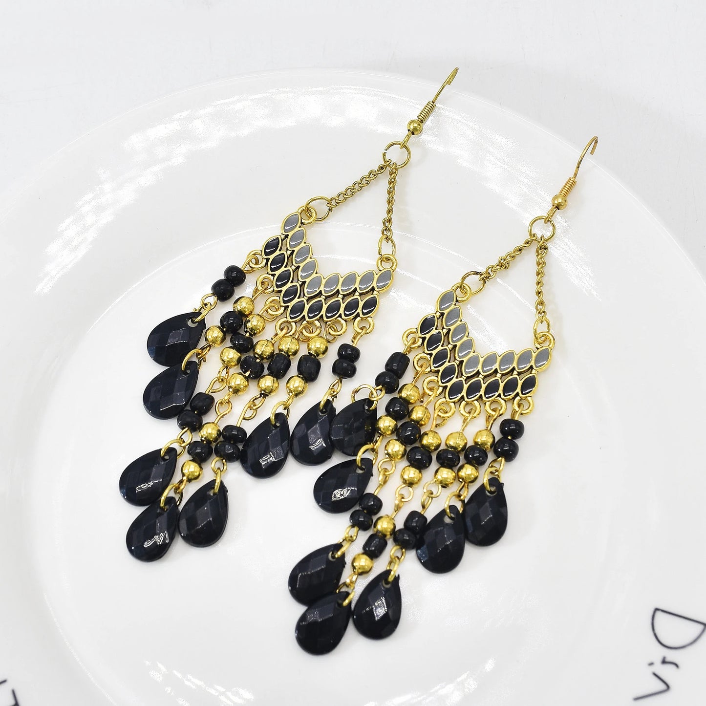 Black Water Drop Earrings