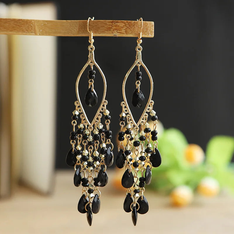 Black Water Drop Earrings