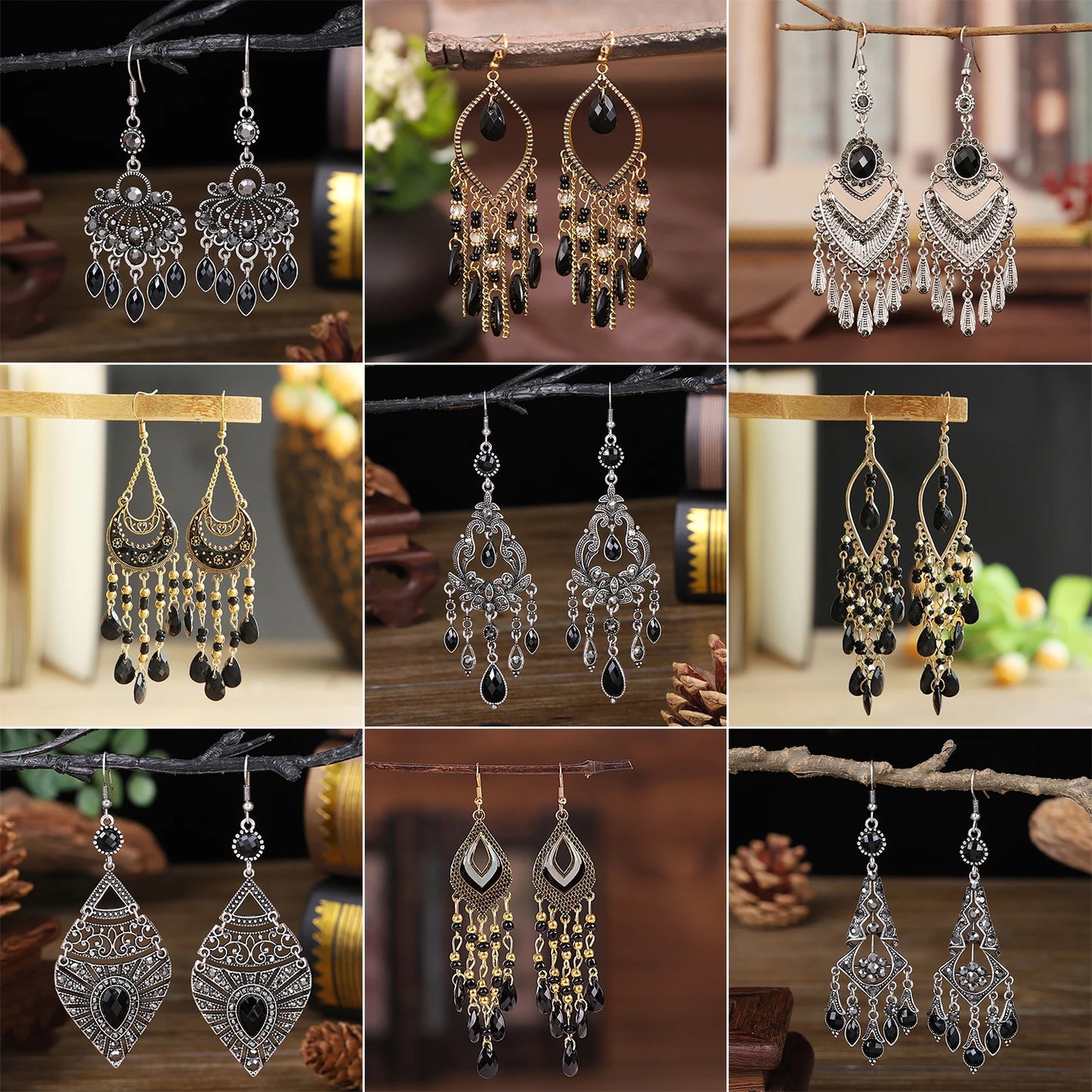 Black Water Drop Earrings