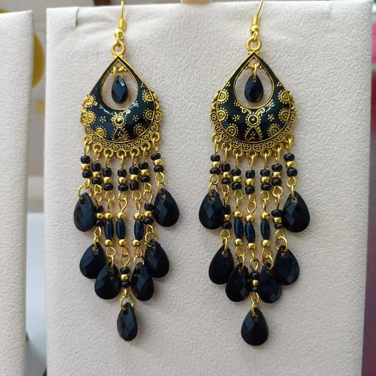 Black Water Drop Earrings