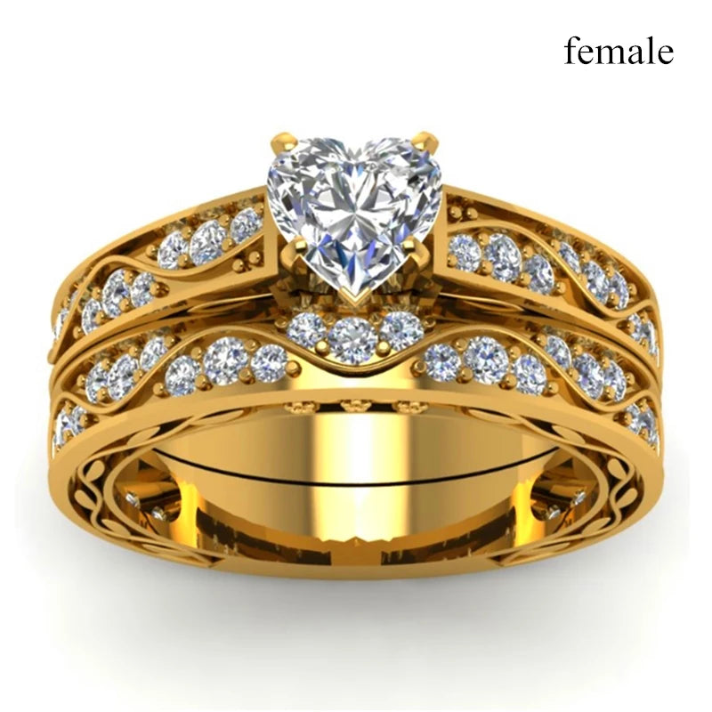 Golden heart engagement ring