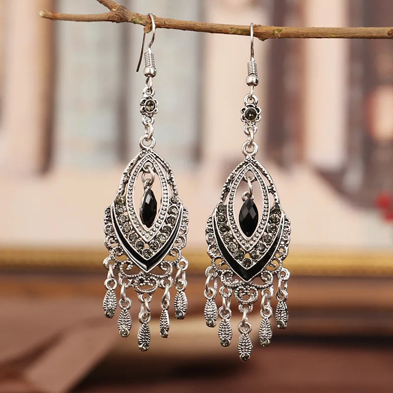 Black Water Drop Earrings