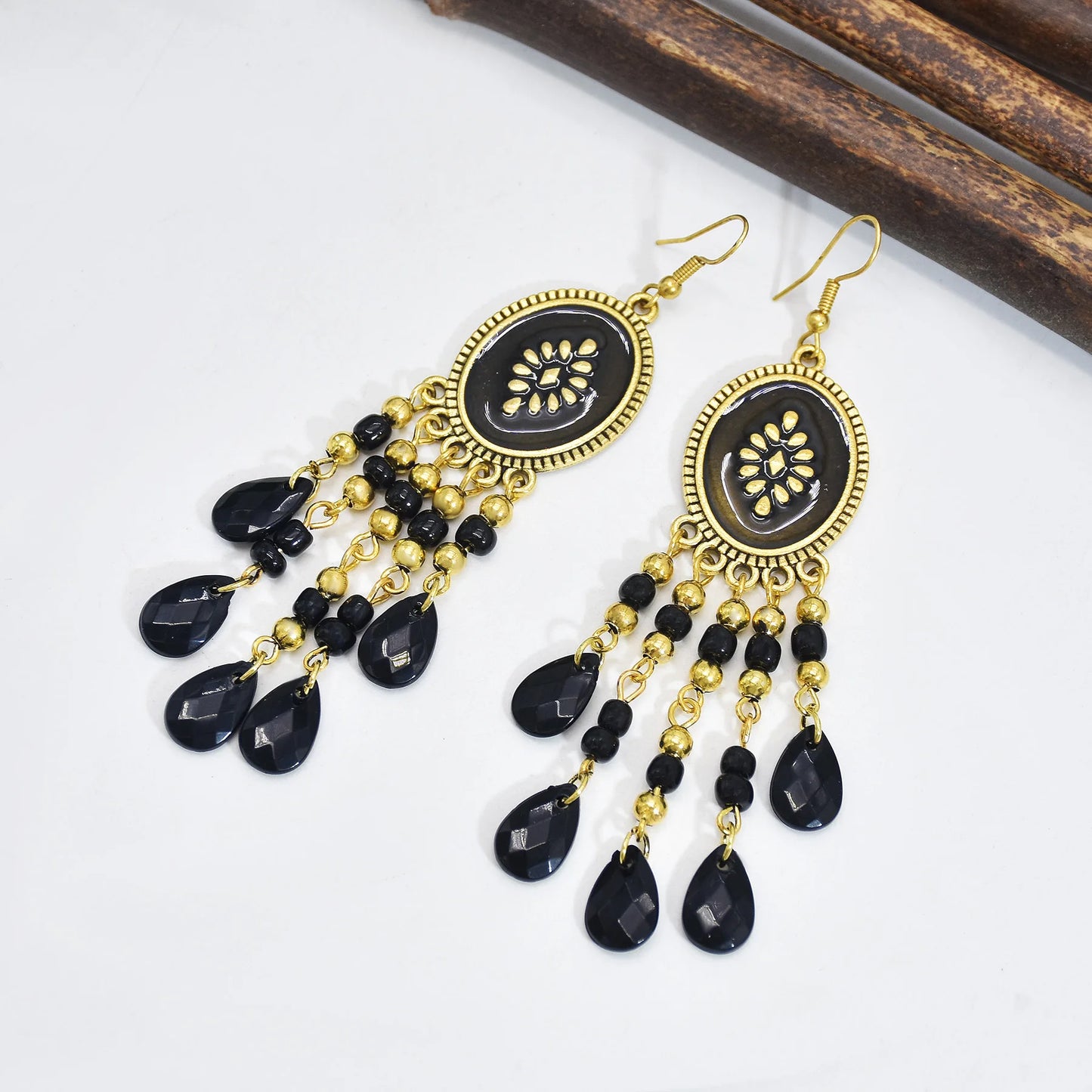 Black Water Drop Earrings