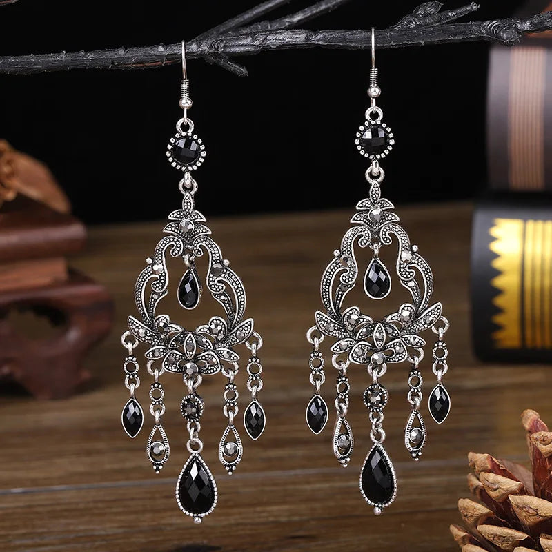 Black Water Drop Earrings