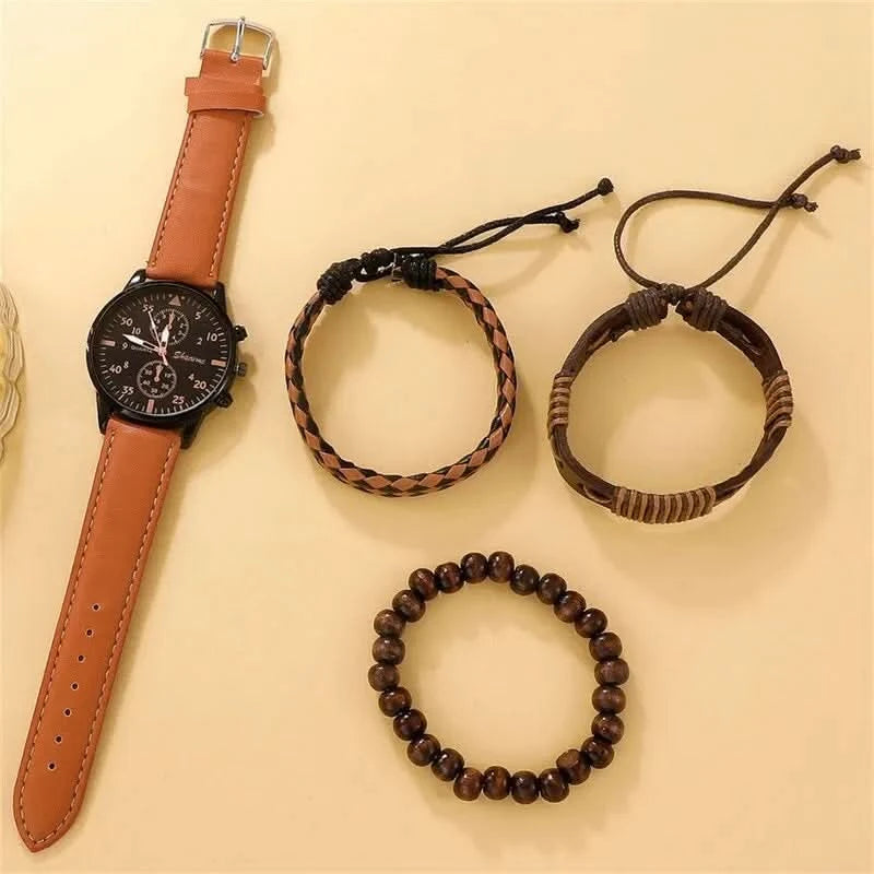 Rustic leather watch set