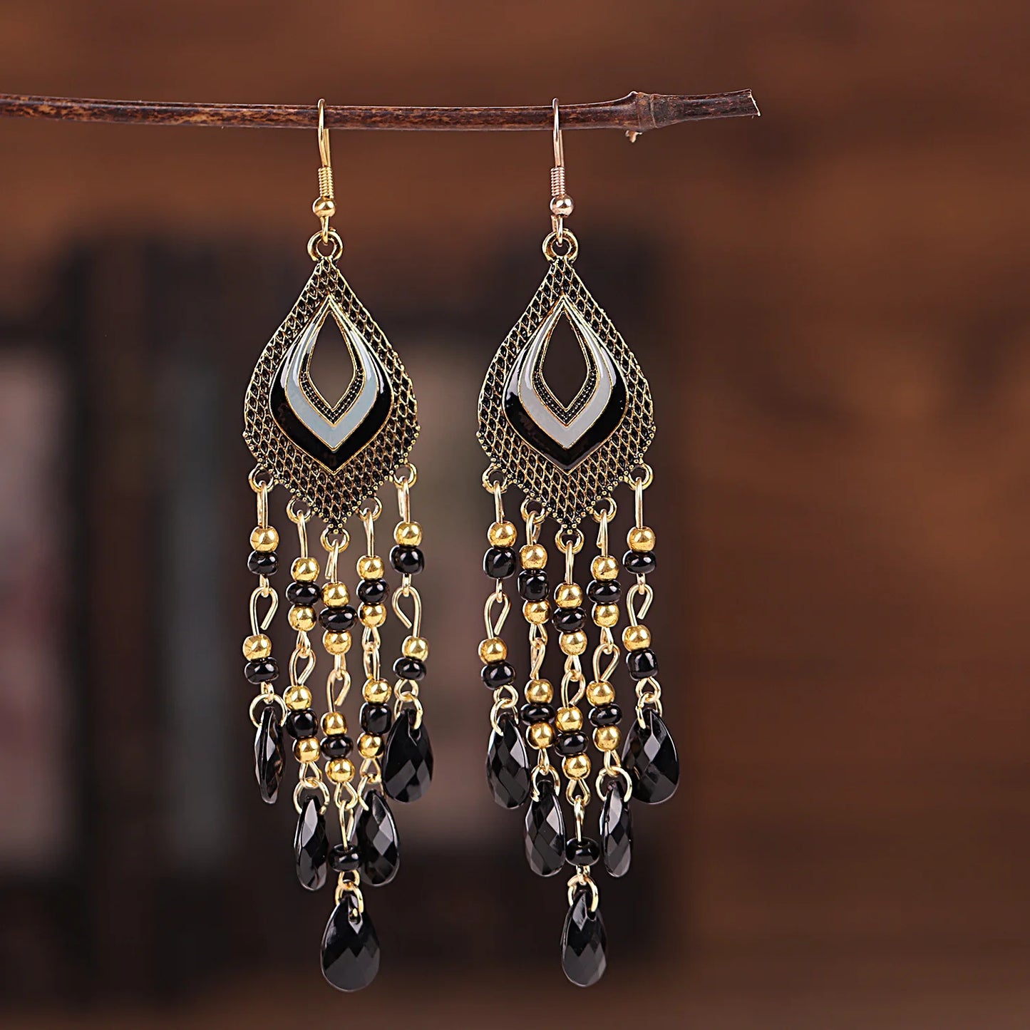 Black Water Drop Earrings