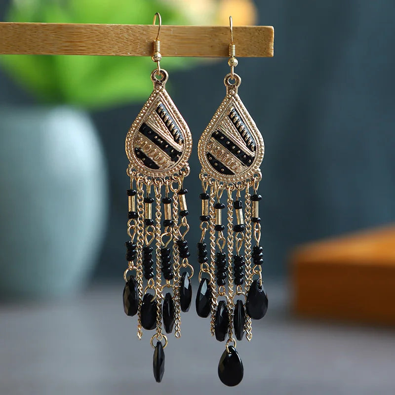 Black Water Drop Earrings