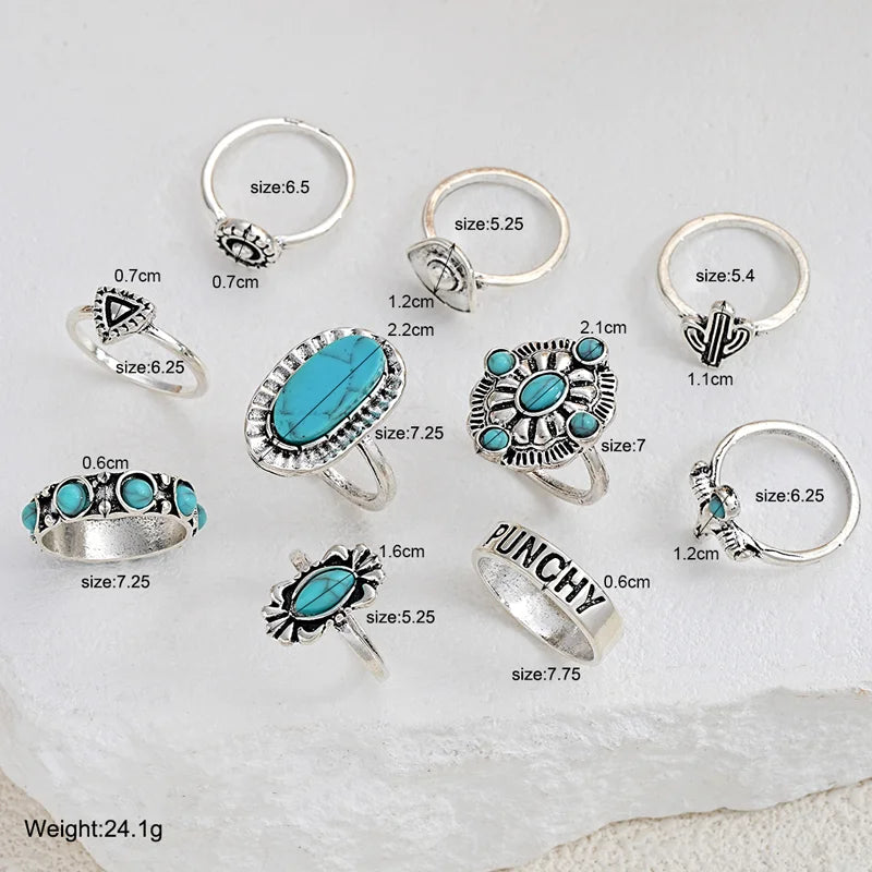 10pcs Western Ring Set