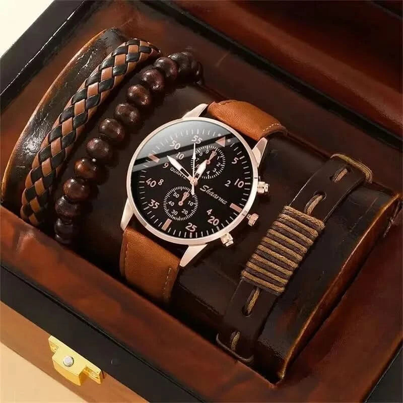 Rustic leather watch set