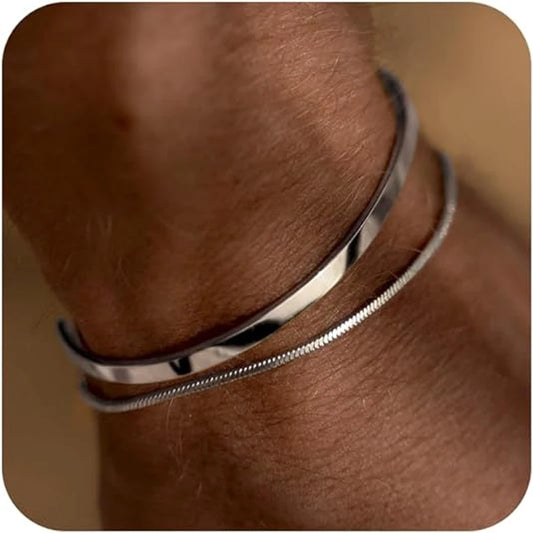 Mens Stackable Stainless Bracelets