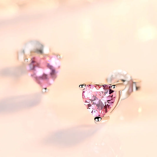 Pink Heart Stud Earrings