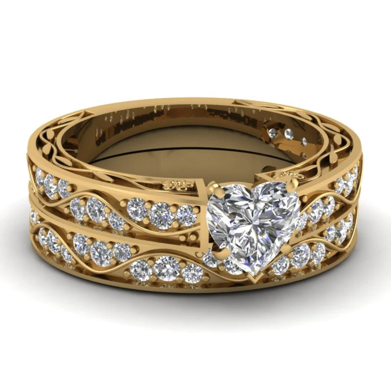 Golden heart engagement ring