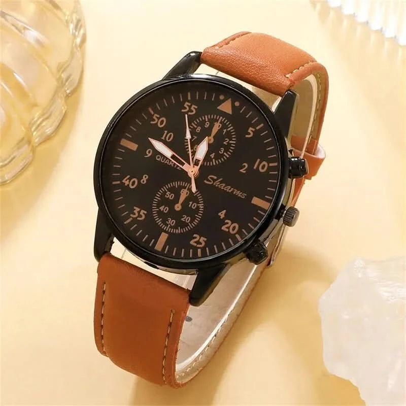 Rustic leather watch set