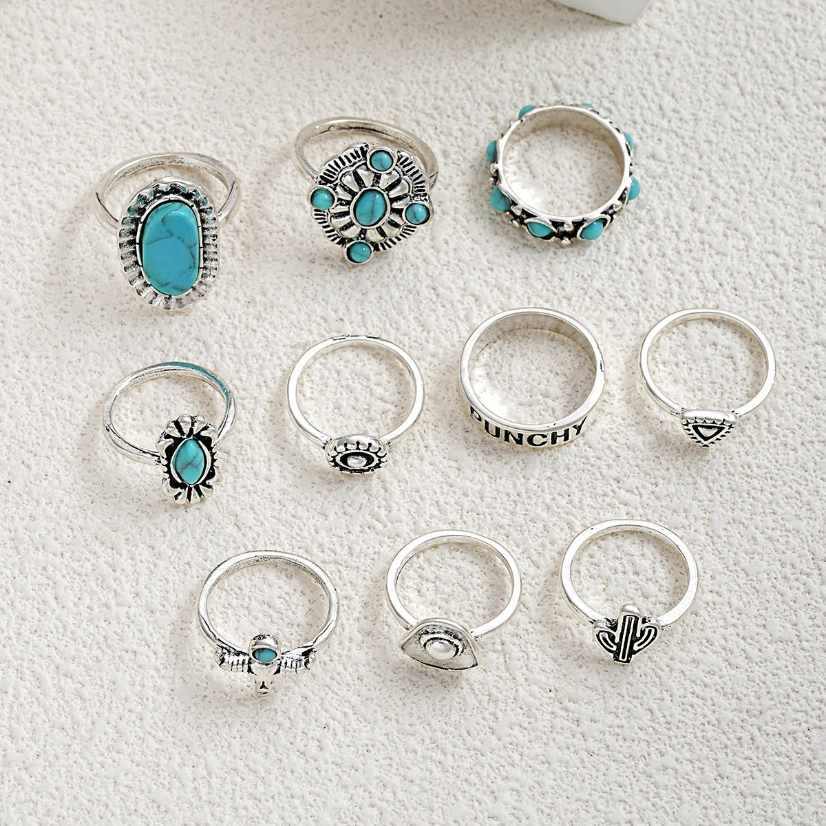 10pcs Western Ring Set