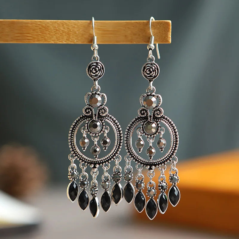 Black Water Drop Earrings