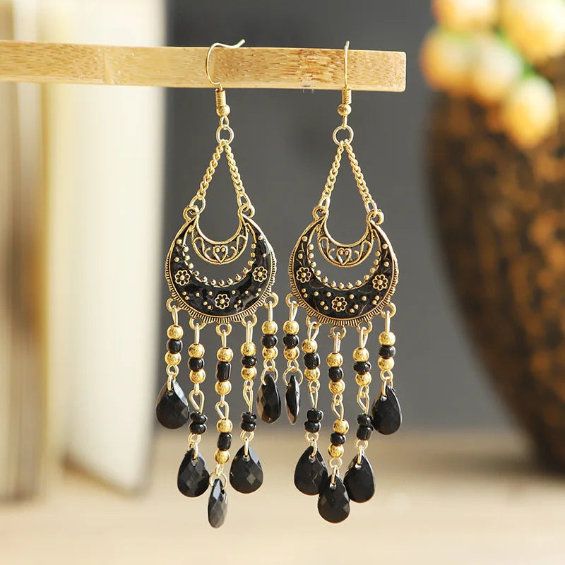 Black Water Drop Earrings