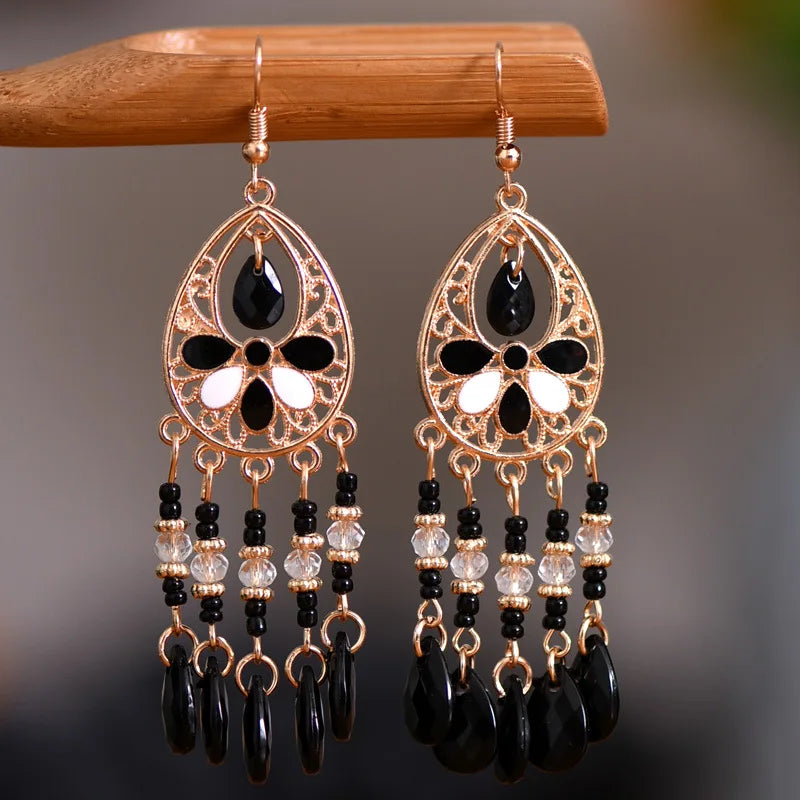 Black Water Drop Earrings