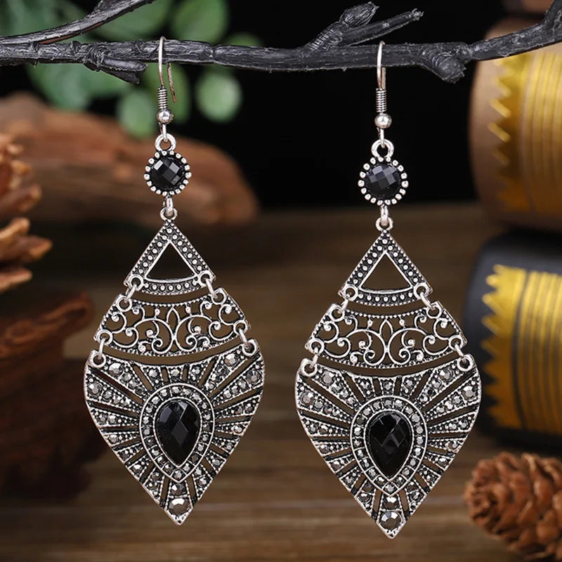 Black Water Drop Earrings